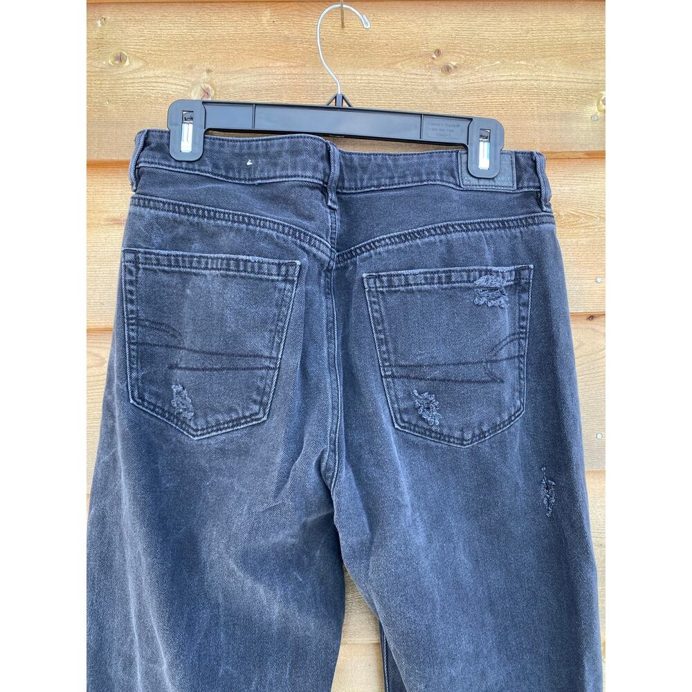 American Eagle black distressed mom straight leg jeans - Picture 6 of 8